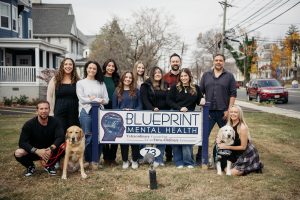 Group photo of the 2025 Blueprint Mental Health staff, featuring expert therapists who provide premier counseling for children, teens, young adults, adults, couples, and families.